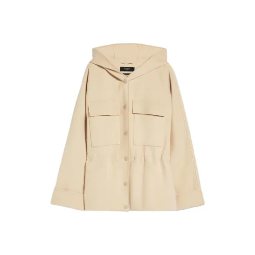 WEEKEND MaxMara Rango Коллекция С капюшоном Шерсть PARKA Куртки Пальто Женские Бежевый