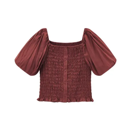 EICHITOO Шифон Рубашка Женская Темно-Красная