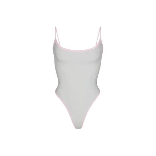 SKIMS FITS EVERYBODY Контрастный Комбинированный Scoop Шея BODYSUIT Комбинезон Женский Platinum Platinum