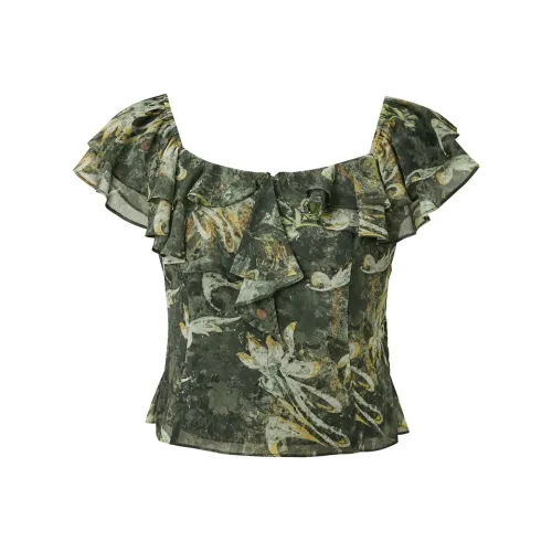 3COLOUR Яшмовый Цветочный Женские Шифоновые Рубашки