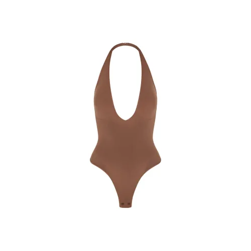 SKIMS Бесшовный Sculpt Deep Plunge Стринг BODYSUIT Комбинезон Женские Яшмовый Яшмовый