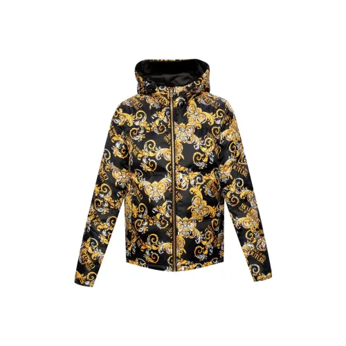 VERSACE JEANS COUTURE Letter С капюшоном Облегающий Умеренный Стандартное издание Пуховик Женские Черный