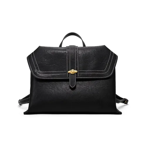 Simedin Рюкзак из коровьей кожи средний женский глубокий черный экрю