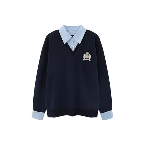 Ice Cream And Whale Толстовка Женская Синяя