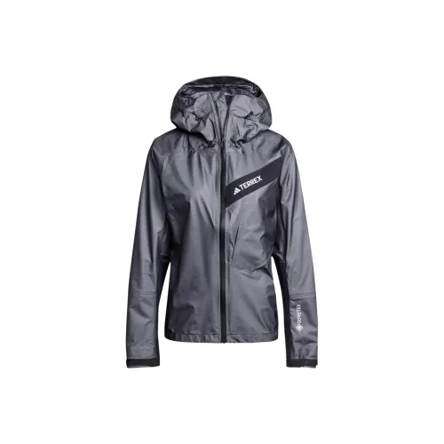 adidas Terrex Techrock Свет Gore Tex Активный Дождь Куртка Куртки Пальто Женские Угольно-черный