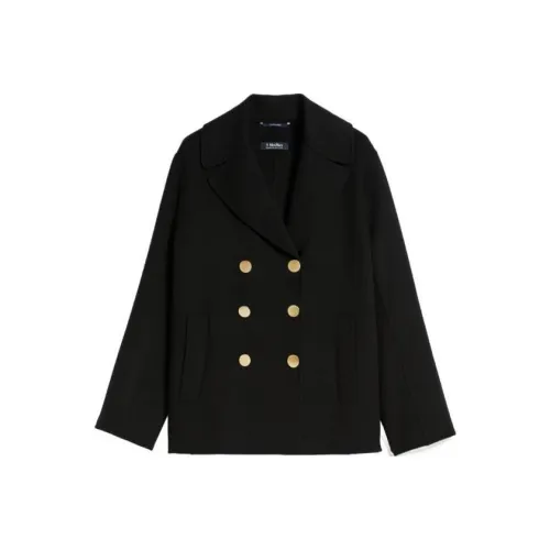 'S MAX MARA Margot Коллекция Короткий Шерсть PEA Пальто Куртки Пальто Женские Черный