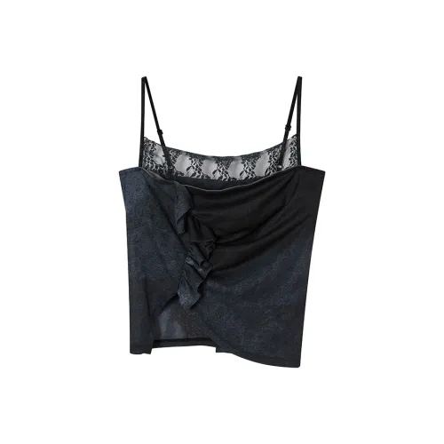 Ouyang Топ на бретелях Женский Серый Черный