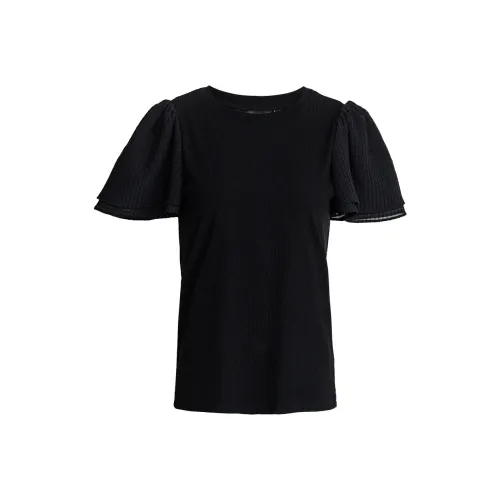 ROEYSHOUSE Рукав-буф T-рубашка Женская Черная