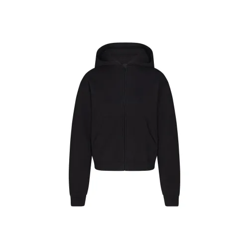 SKIMS Cotton Fleece Classic ZIP UP Hoodie Sweatshirt Women's Onyx Onyx SKIMS Хлопок Флис Классический ZIP UP Толстовка Толстовка Женские Оникс Оникс