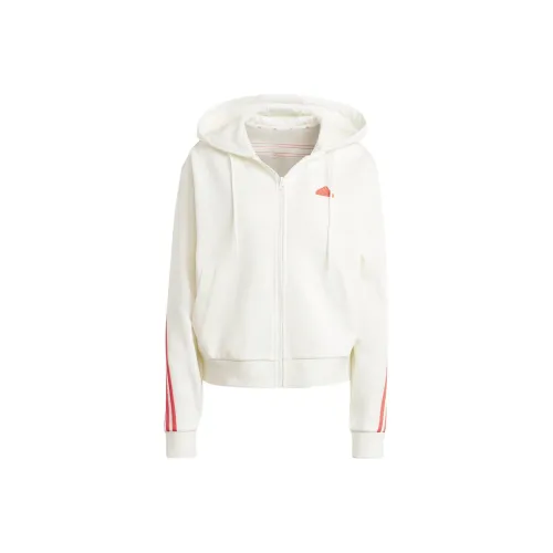 Adidas Future Icons Full Zip Hoodie Куртки Пальто Женские Нефритовый Белый
