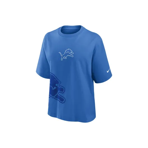 nike NFLDetroit Lions FW24 Рукав с оборванным плечом T-рубашка Женская Синяя