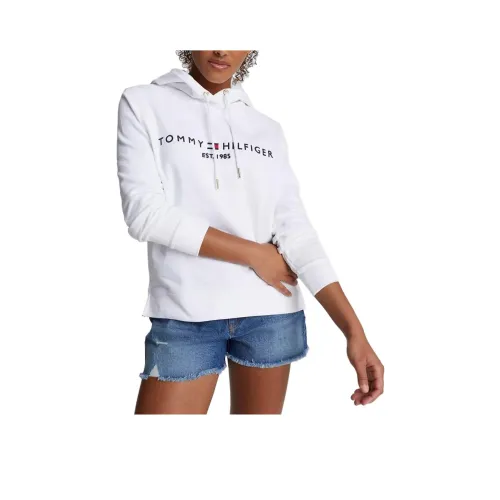 Tommy Hilfiger FW23 Вышитый Tommy Логотип Толстовка HOODIES Толстовка Женская Белая