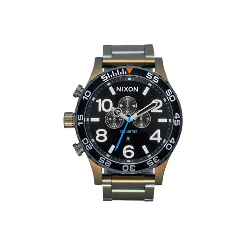 NIXON 51 30 Chrono Наручные часы Кварцевый механизм Нержавеющая сталь Ремешок 51 мм Черный циферблат Мужские часы