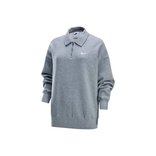 Nike Sportswear Phoenix Fleece Толстовка Женская Тонированный Темно-Серый Парусный Белый