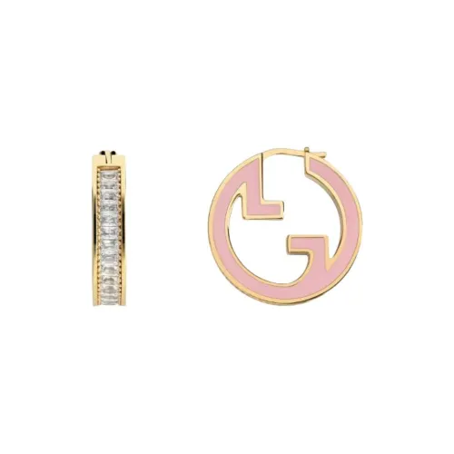 GUCCI Латунь Эмаль Кристалл Серьги Унисекс Розовый