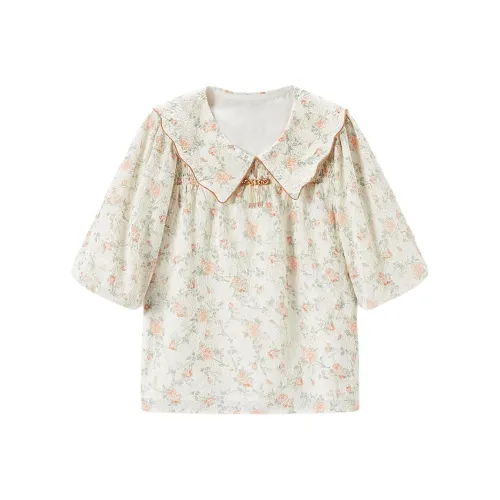 EICHITOO Шифон Рубашка Женская Светло-Оранжевый Узор