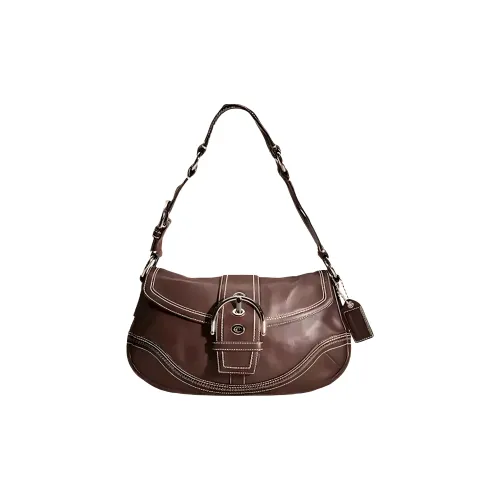 COACH Soho кожа седло сумка через плечо большая женская махагон