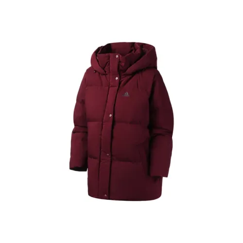 Adidas Пуховик Зимний Женский Темно-красный Фиолетовый