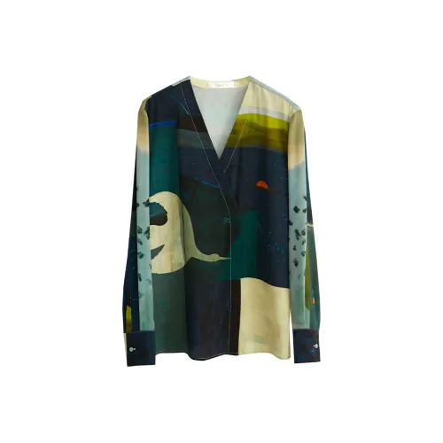 AMII Рубашка Женская Винтажная Синяя