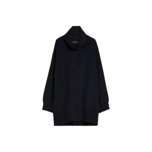 WEEKEND MaxMara Rete Коллекция Двойная Шерсть Bomber Куртка Куртки и Пальто Женские Морской Синий