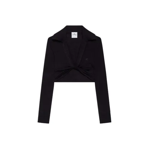 COURREGES SS25 TWIST LIGHT WOOL CROPPED Polo Women's BLACK BLACK