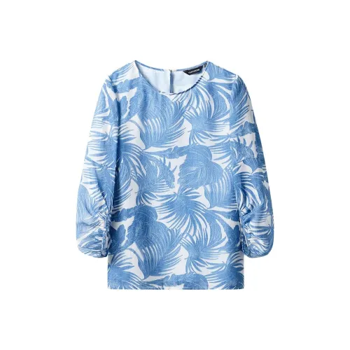 Yan Domain Рубашка Женская Синие Цветок