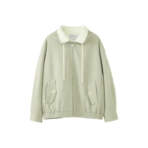 Fstudio Корейский стиль Цветовой блок Early Весна Маленький Коммутирование Куртки Пальто Женские Зеленый