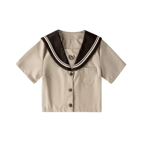 RIMUXINGHE Молочно-чайный Два предмета Короткий рукав Женская рубашка