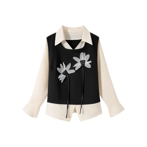 SHIRAN Рубашка Женская Спокойный Черный