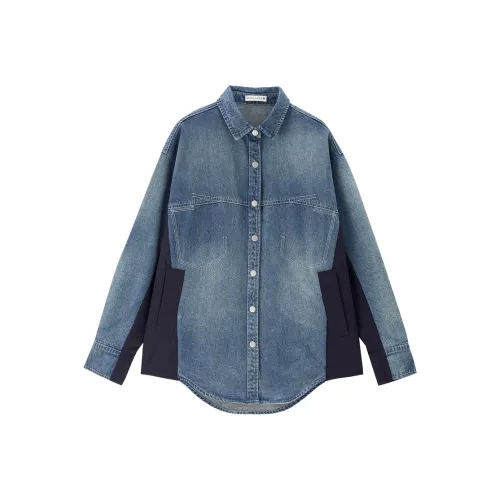 Giordano Куртки и Пальто Женские Винтажный Деним Синий