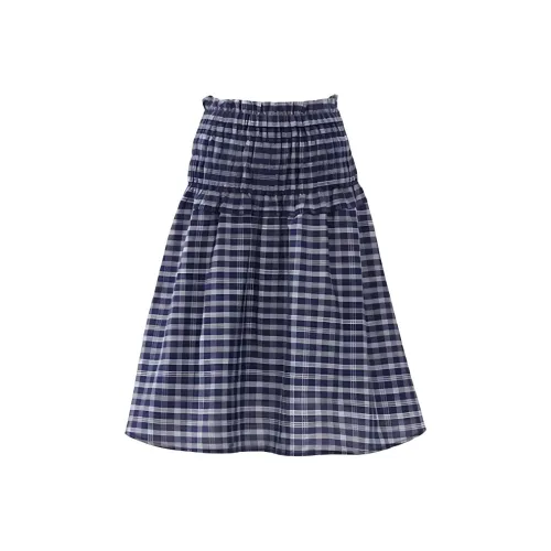 ZSFA Без бретелек Топ Женский Синий Белый Клетка