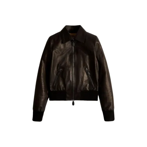 TOD'S Bomber Куртка из кожи и пальто женское черное