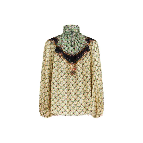 ETRO Печатный Креп DE Chine Блоуза Рубашка Женская Зеленая