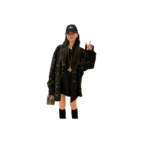 PLANE DRIFT Рубашка Женская Черный Цветочный