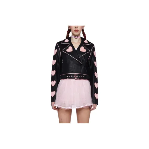 Dolls Kill Sugar Thrillz Passionate Moto Jacket Куртки Пальто Женские BLACK Черный