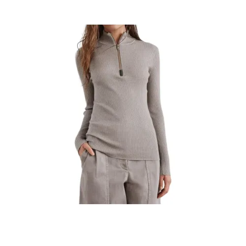 BRUNELLO CUCINELLI FW24 Кашемировый свитер женский холодный бежевый