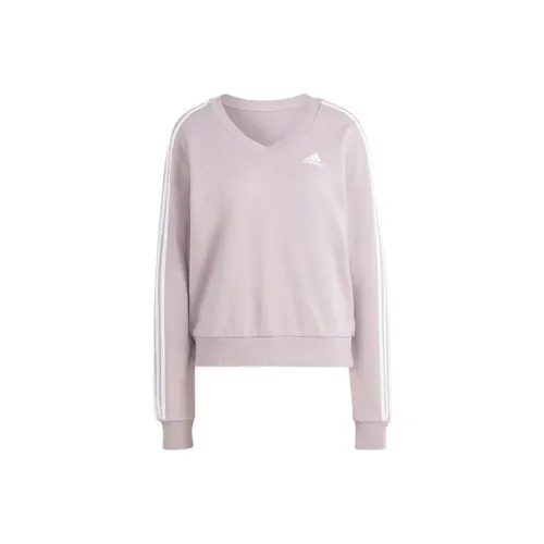Adidas Essentials 3 Stripes V-Neck Свитшот Женский Светло-Розовый