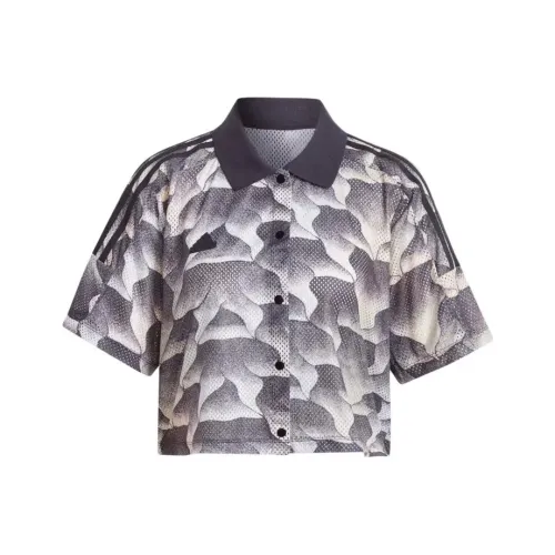 Adidas Tiro С принтом Сетка Лето Рубашка Женская Серого цвета