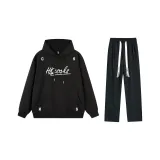 Комплект одежды (Черный свитшот + Черные штаны) с флисовой подкладкой