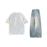 Комплект одежды (Белый топ + Винтажные синие штаны)