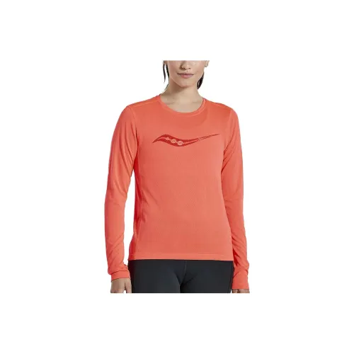 Saucony Stopwatch Graphic Long Sleeve Толстовка Женские Оранжевый