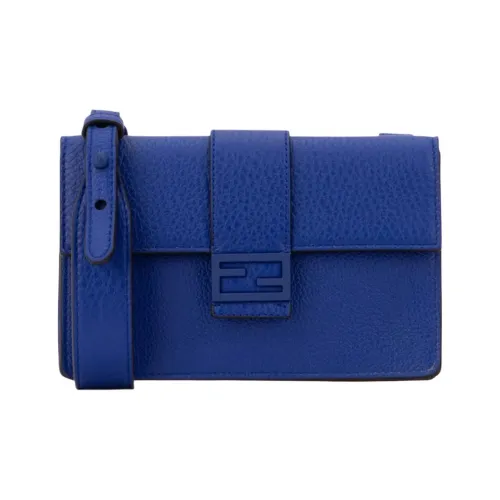 FENDI Baguette Телячья кожа Сумка Baguette Клатч Сумка через плечо Стандартная Мужская Синяя
