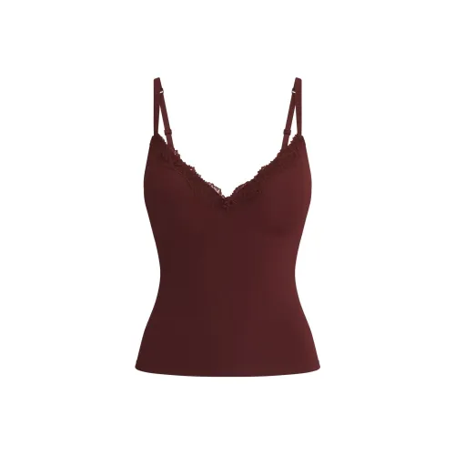 SKIMS FW24 Подходит всем Кружево PUSH Вверх Майка с бретелями Женская OXBLOOD Бычья кровь