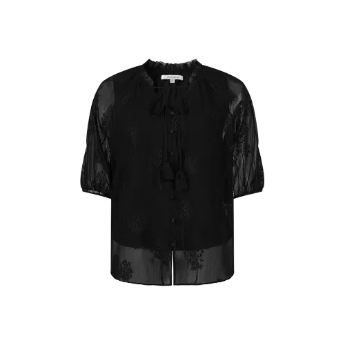 JZ. ANNAKRO Шифон Рубашка Женская Без рисунка Черная