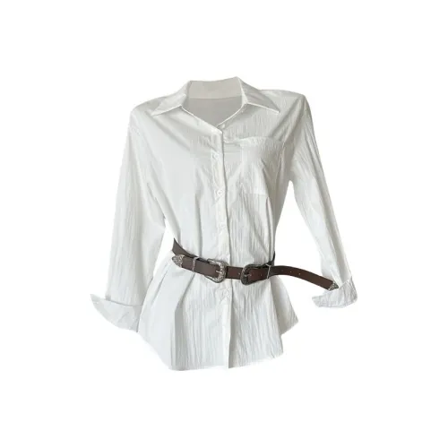 TUSHIFEI Белый Ремень Женские Рубашки