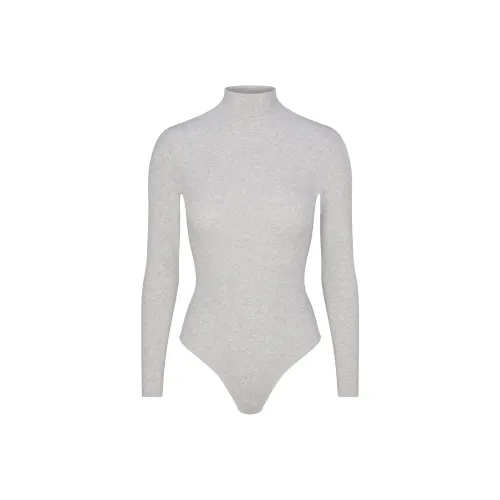 SKIMS FW24 Cotton Rib Bodysuit Jumpsuit Women's Light Melange GREY Light Photinia GREY