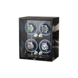 4 отделения для часов - мраморная текстура - черный [5 уровней + ледяной синий атмосфера свет]