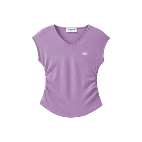 CHOCOOLATE Рукав флаттер T Рубашка Женские PPX Фиолетовый