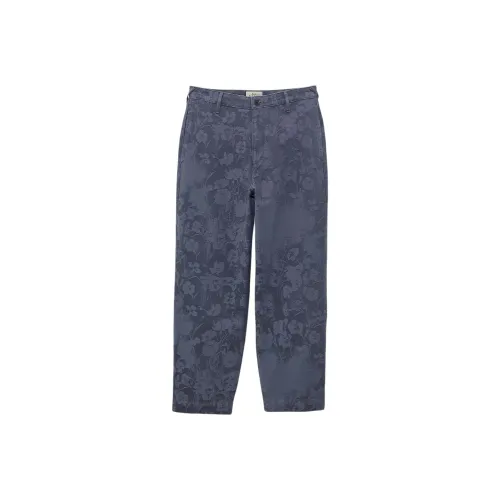 Lee Paul Smith Collaboration Повседневные брюки Мужские Индиго с цветочным дизайном