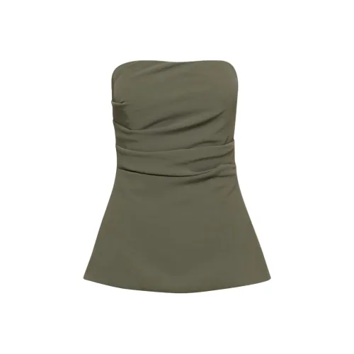 Aritzia FW24 WILFRED Lilou Tube Топ Без бретелей Топ Женские Темно-оливковый Темно-оливковый